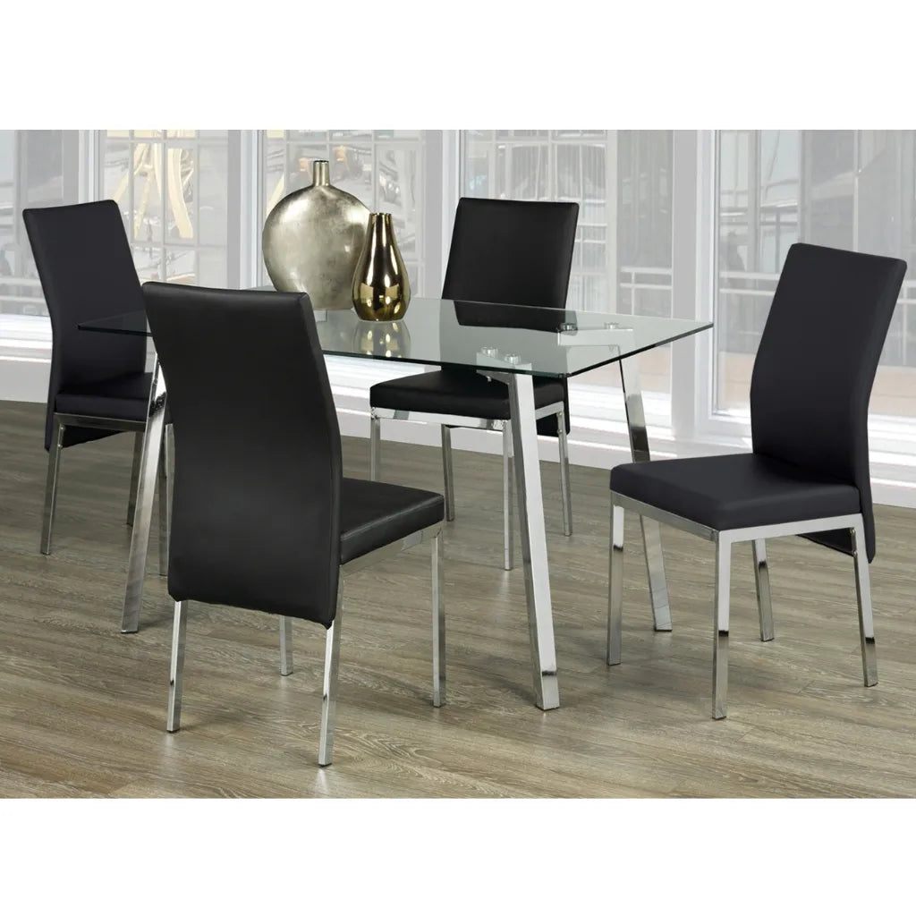 Dining table set with four black chairs 