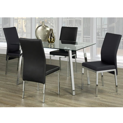 Dining table set with four black chairs 