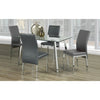 Glass Dining table set with four grey chairs 