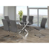 Dining room set with glass table and grey PU chairs