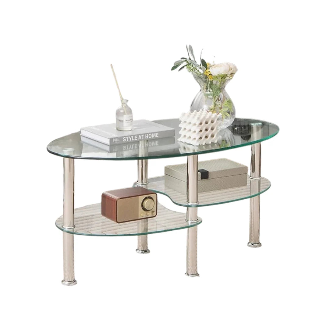 Glass coffee table with chrome legs