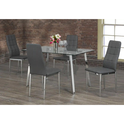 Glass top dining room set for 4 people