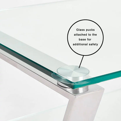 Noa Glass and Metal End Table –  Tempered Glass Top & Metal Frame