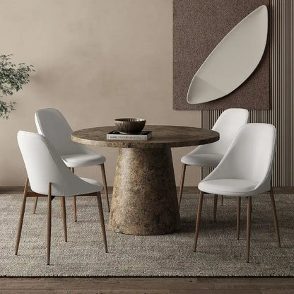 Godiva Pedestal Round Dining Table – Faux Stone Finish