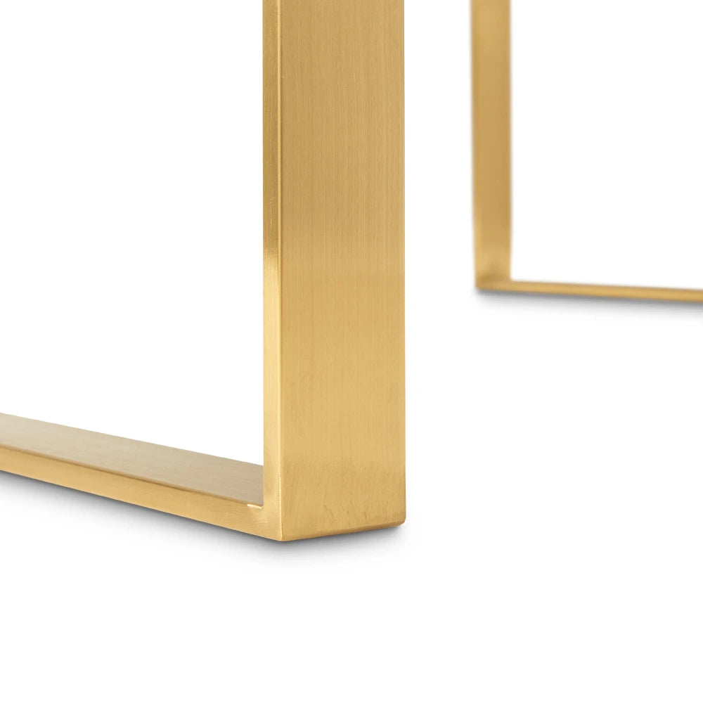David Gold Coffee Table – Square Glass Top with Brushed Gold Frame