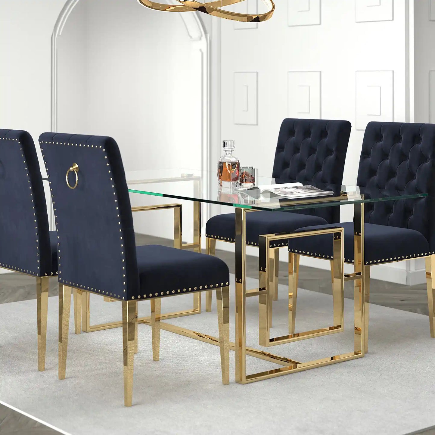 Gold Glass Dining Table for 6 – Modern Eros Design