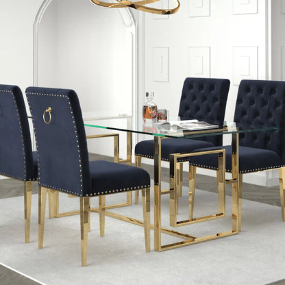 Gold Glass Dining Table for 6 – Modern Eros Design