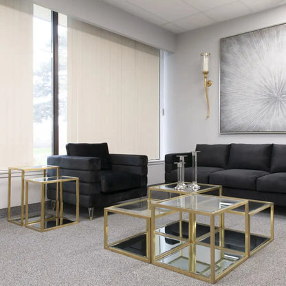 Multi-Level Gold Metal End Table – Tempered Glass Top & Steel Frame