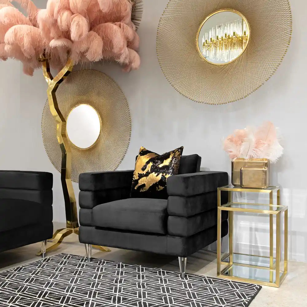 Multi-Level Gold Metal End Table – Tempered Glass Top & Steel Frame