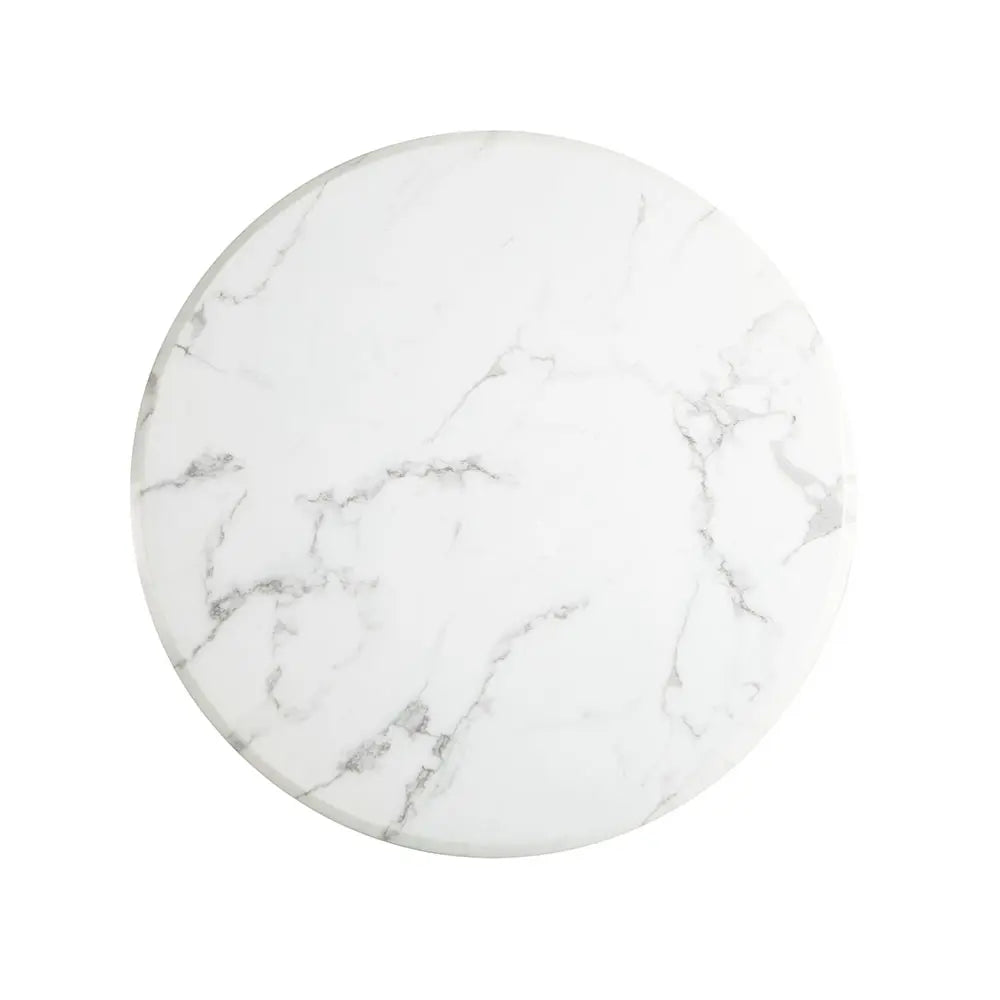 Gold Metal Round Coffee Table with Marble Look – Bailey
