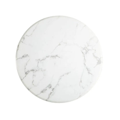 Gold Metal Round Coffee Table with Marble Look – Bailey