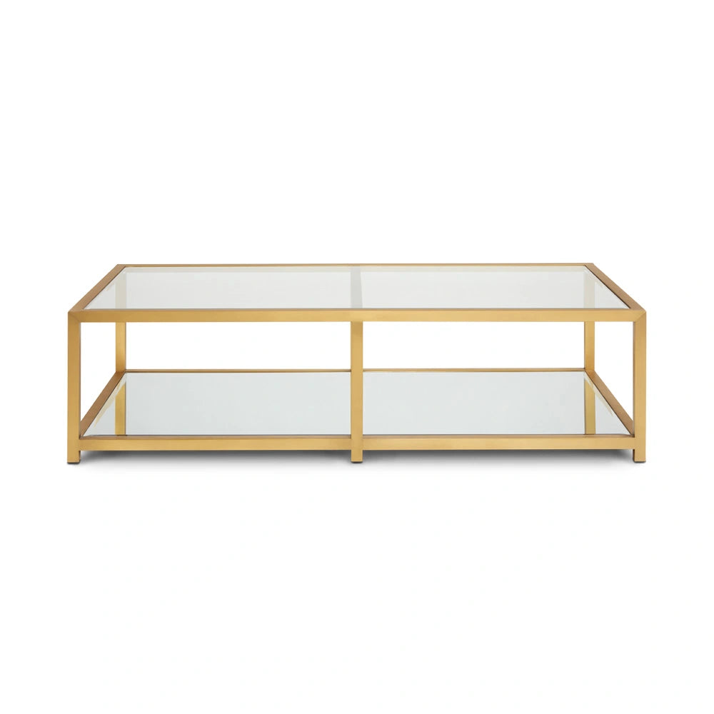 Caspian Gold Metal and Glass Coffee Table – Modern Rectangular Design