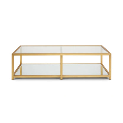 Caspian Gold Metal and Glass Coffee Table – Modern Rectangular Design