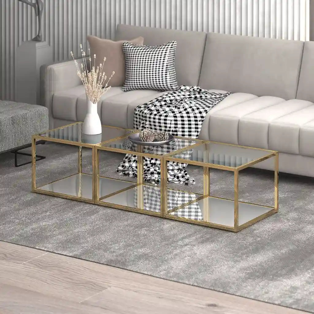 Casini 3pc Small Glass Coffee Table Set