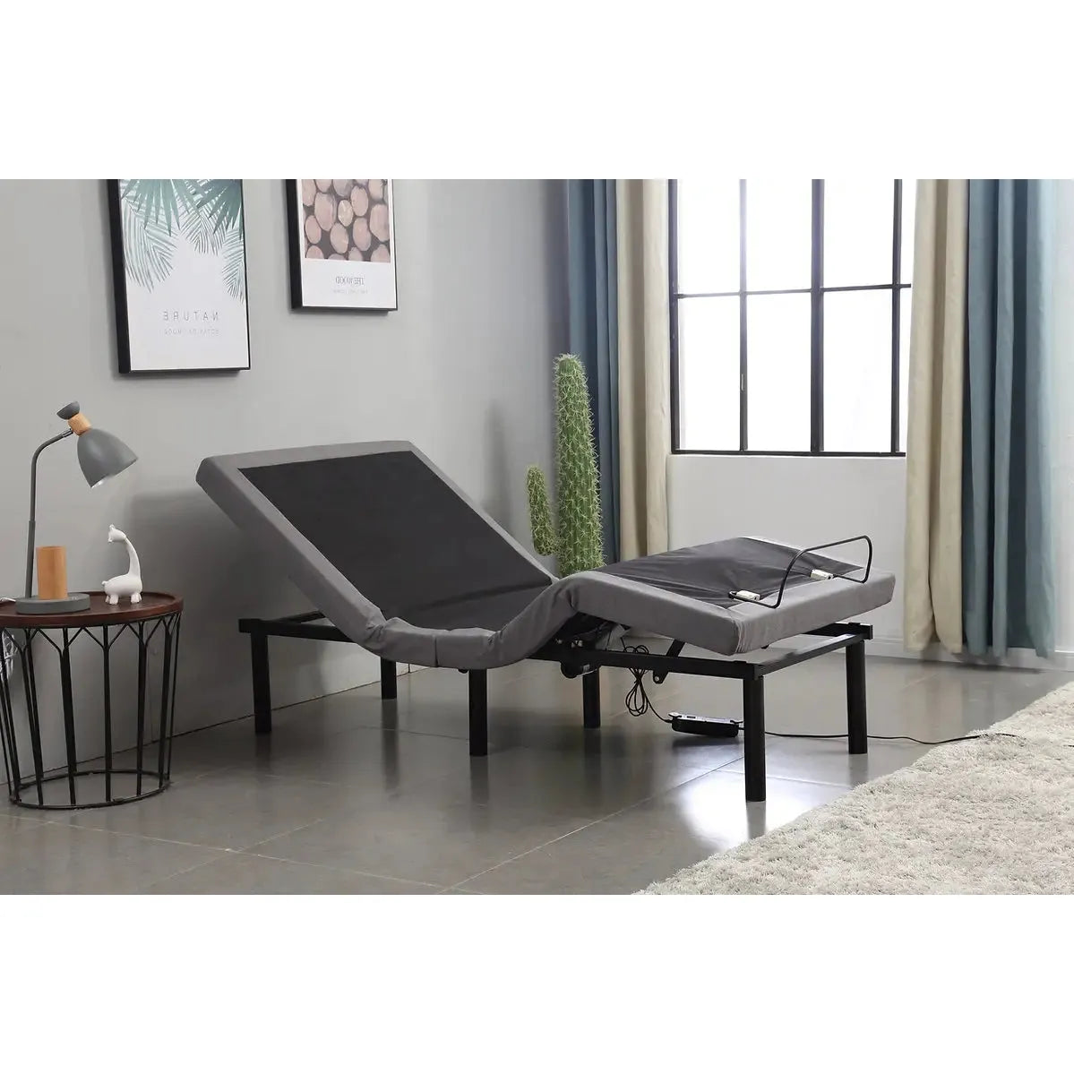 Gray adjustable bed 