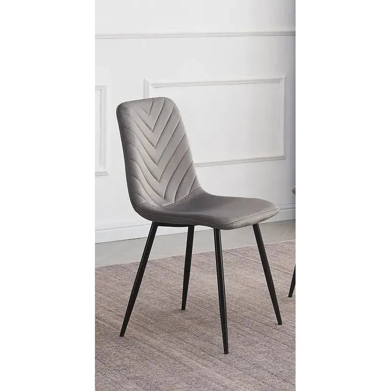 Gray chair with a chevron pattern 