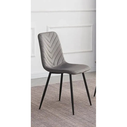 Gray chair with a chevron pattern 