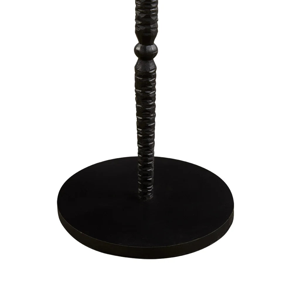 Graysen Round Marble Top Side Table –  Black Hammered Iron Base