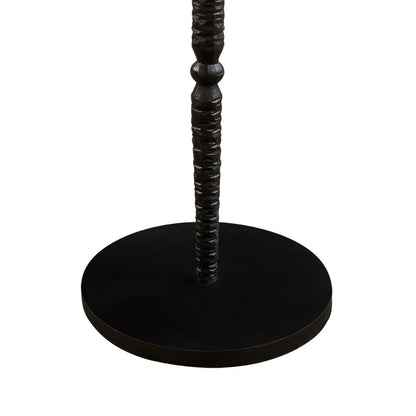 Graysen Round Marble Top Side Table –  Black Hammered Iron Base