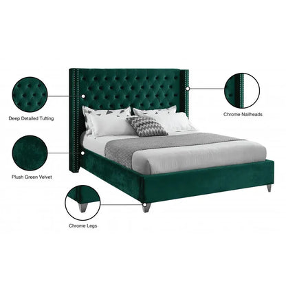 Green Velvet Platform Bed Specifications