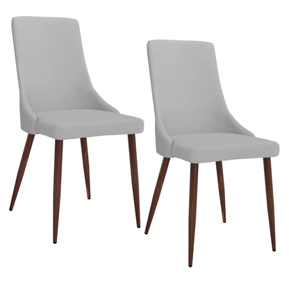 Cora Mid-Century White Dining Chairs Set of 2 – Faux Leather & Walnut