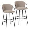 Kalani Swivel Counter Stool In Beige Bouclé Fabric - Set of 2