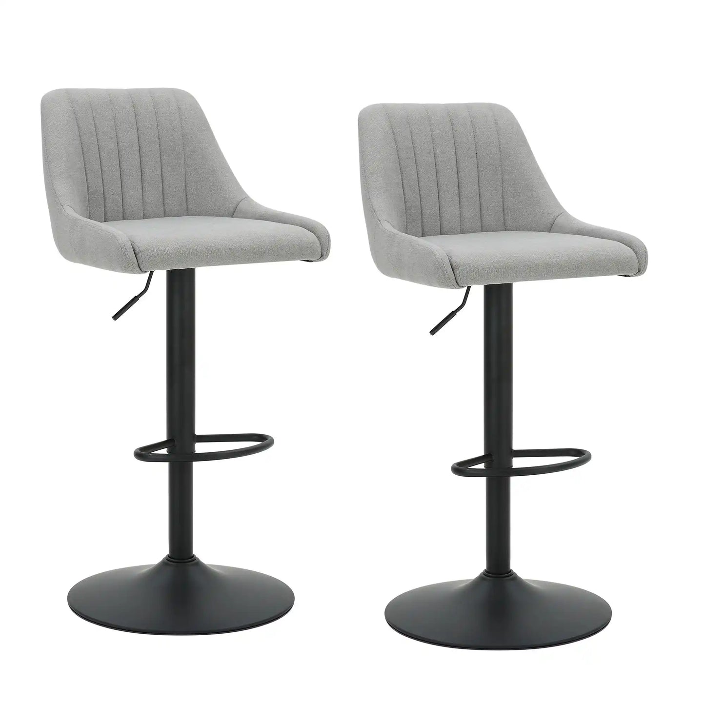 Kron Adjustable Swivel Fabric Bar Stools Set of 2 – Air-Lift Height