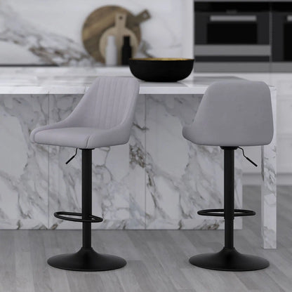 Kron Adjustable Swivel Fabric Bar Stools Set of 2 – Air-Lift Height