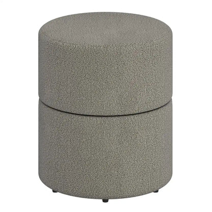 Novar Round Swivel Ottoman in Boucle Fabric – Warm Grey or Cream