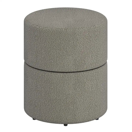 Novar Round Swivel Ottoman in Boucle Fabric – Warm Grey or Cream