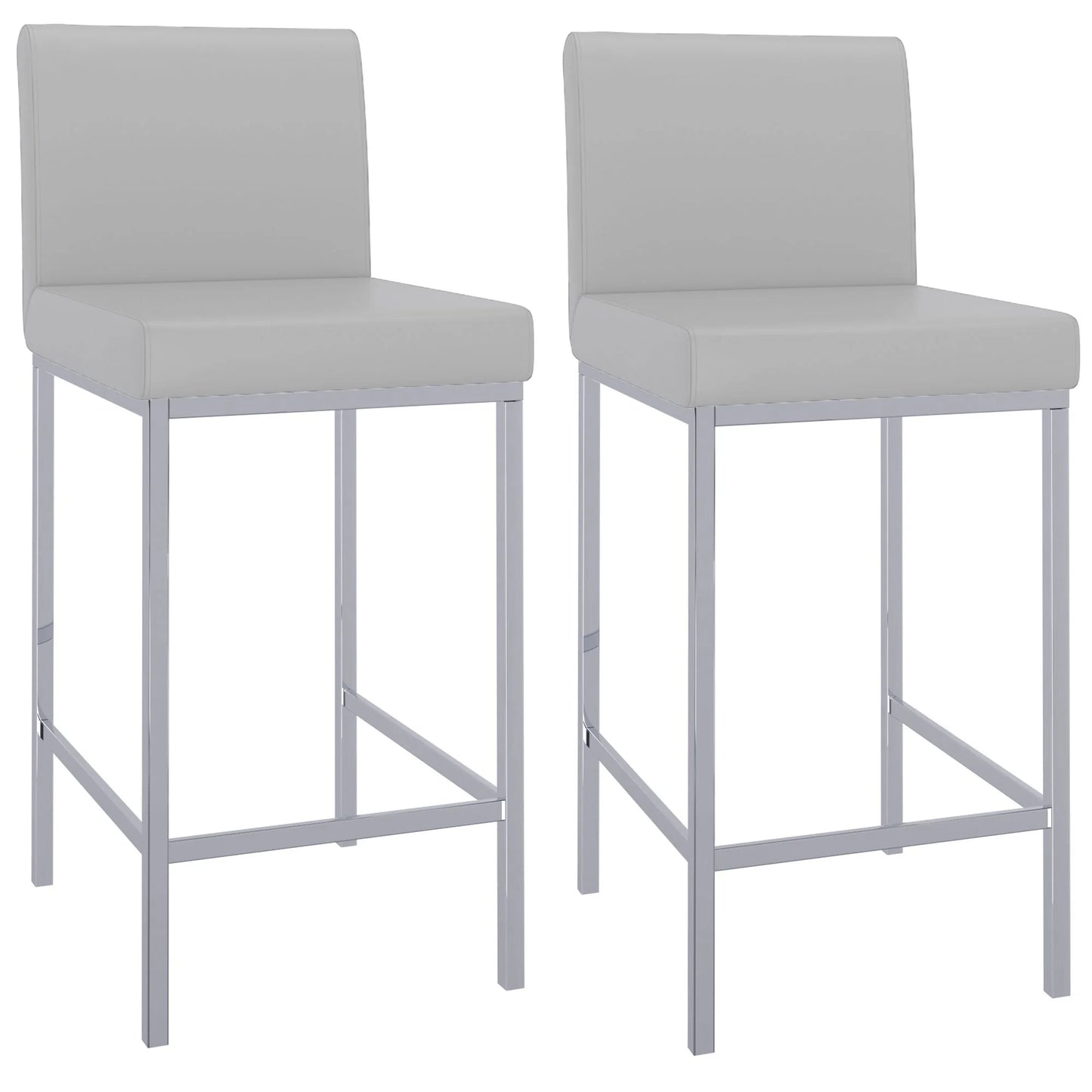 Porto Modern Counter Stools with Faux Leather and Chrome Base - 2PC