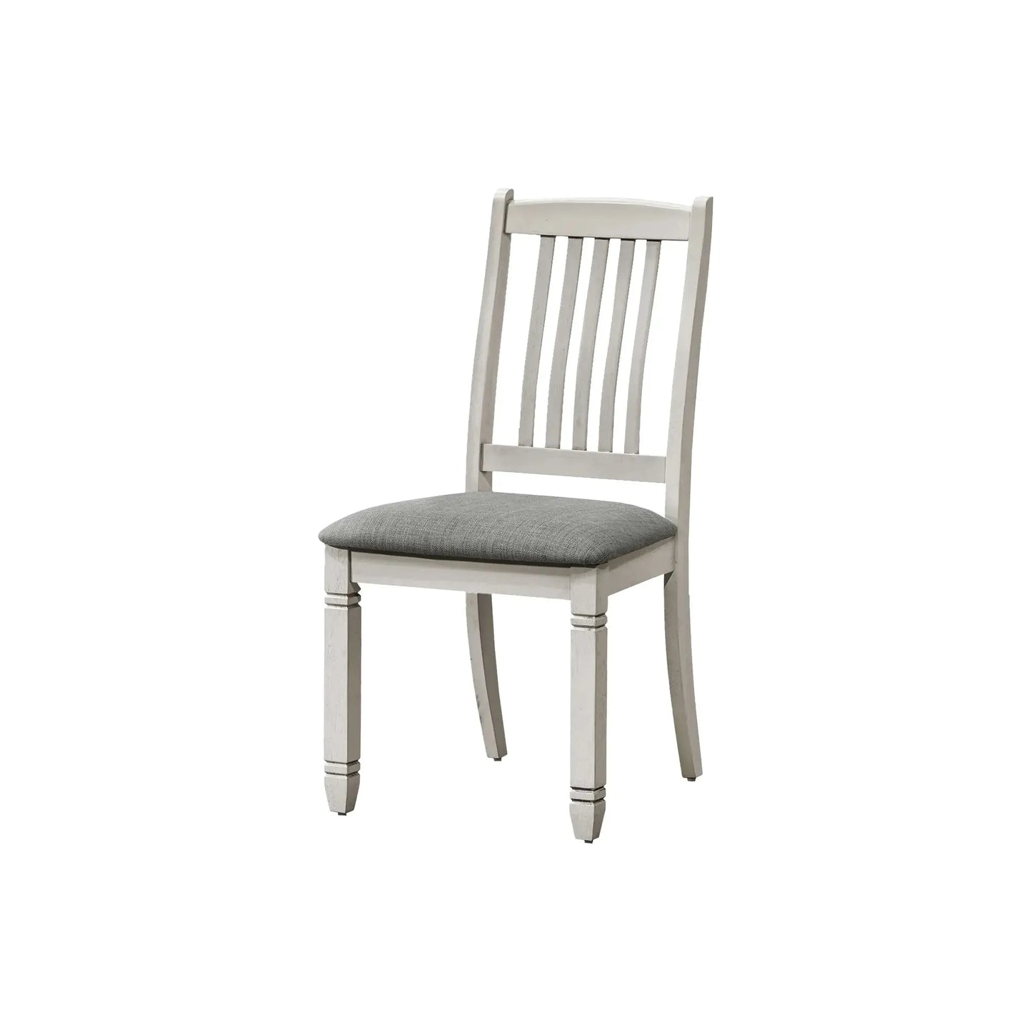 Grey Fabric Upholstered Dining Chairs with Antique Grey Finish – Set of 2