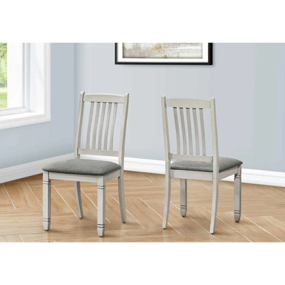 Grey Fabric Upholstered Dining Chairs with Antique Grey Finish – Set of 2