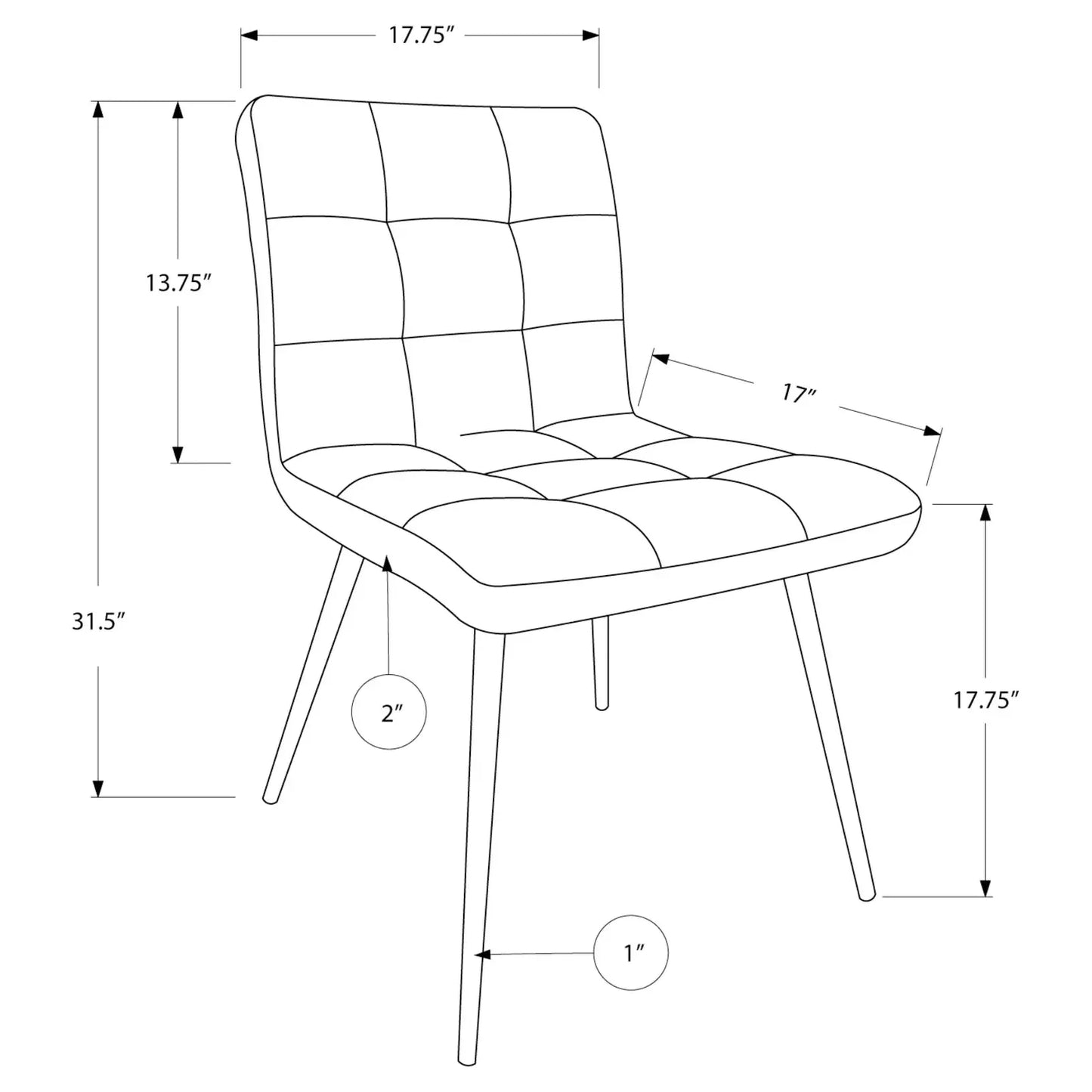 Grey Faux Leather Dining Chairs – 32"H with Chrome metal Legs - 2pcs