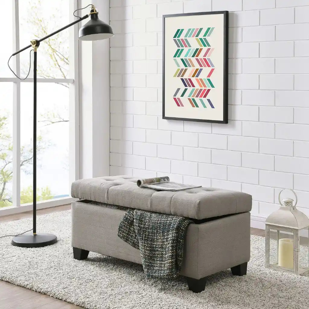 Harper Rectangular Storage Ottoman Bench – Tufted Lid & Deep Storage