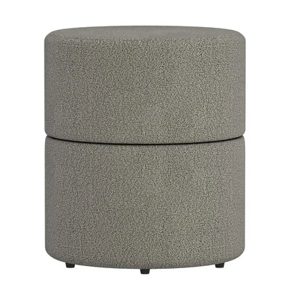 Novar Round Swivel Ottoman in Boucle Fabric – Warm Grey or Cream