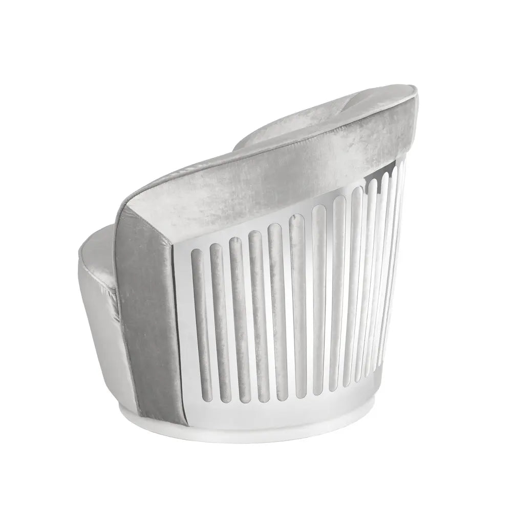 Grey Velvet Accent Chair – Stainless Steel Base 