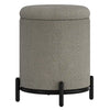 Castor Cream Boucle Storage Ottoman with Black Metal Base