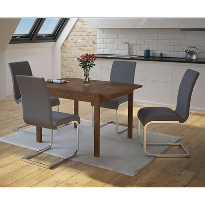 Maxim Faux Leather Dining Chairs Set of 2 with Chrome Legs