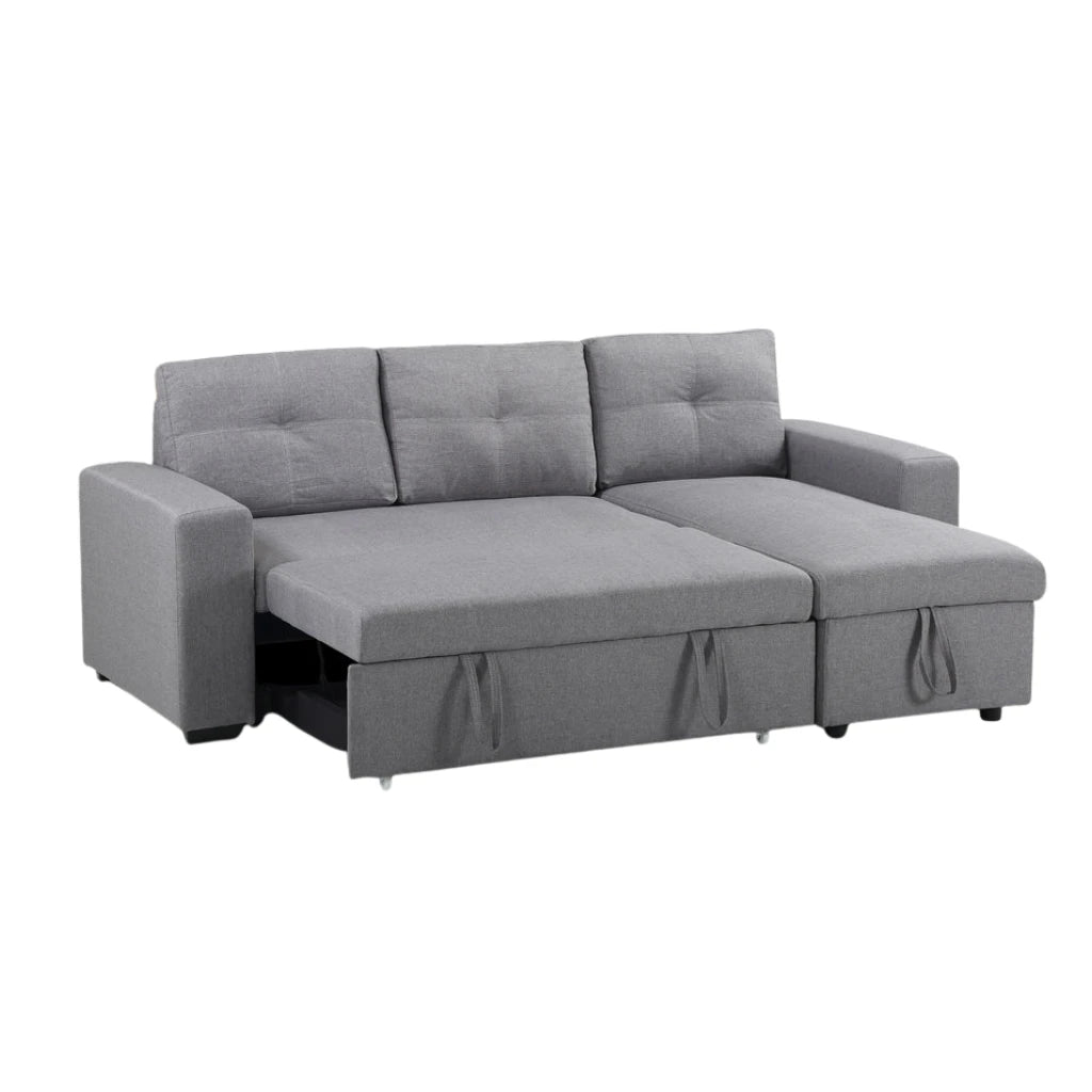 Grey Sofa Bed with Storage & Reversible Chaise
