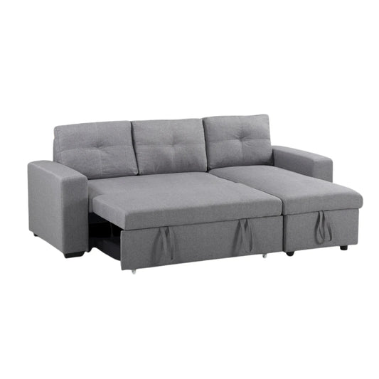 Grey Sofa Bed with Storage & Reversible Chaise