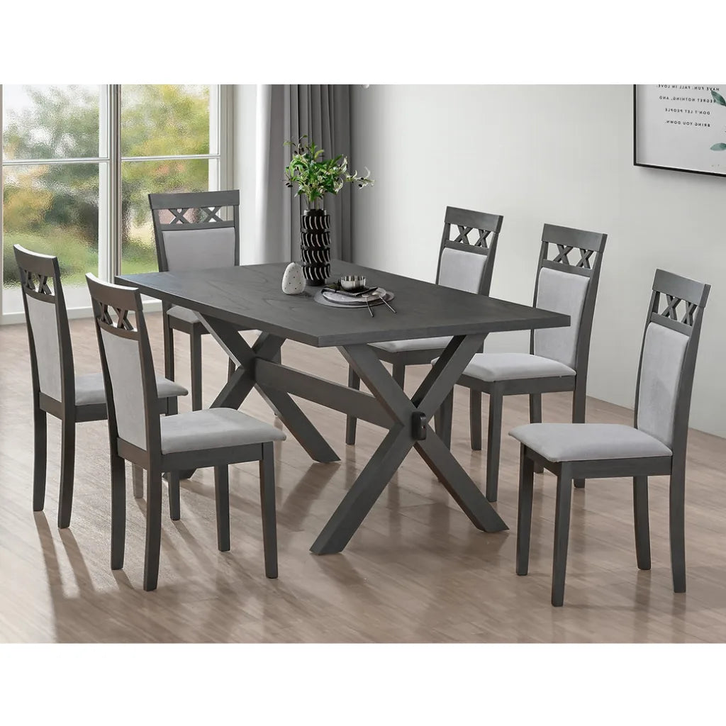 Grey dining table with six matching chairs for dining room in Québec