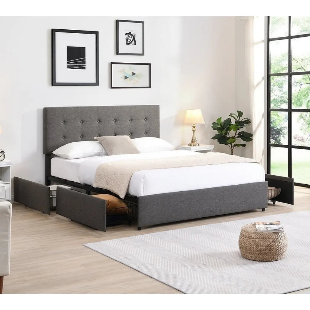 Double Bed with Storage Drawers