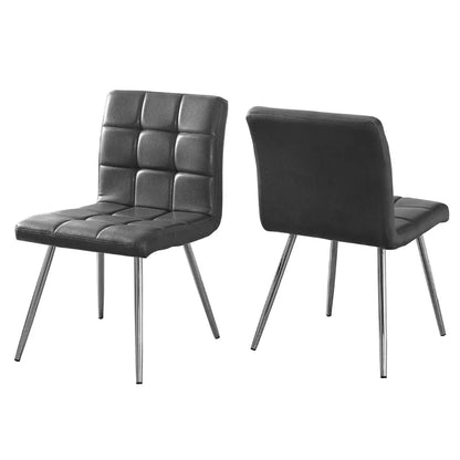 Grey Faux Leather Dining Chairs – 32"H with Chrome metal Legs - 2pcs