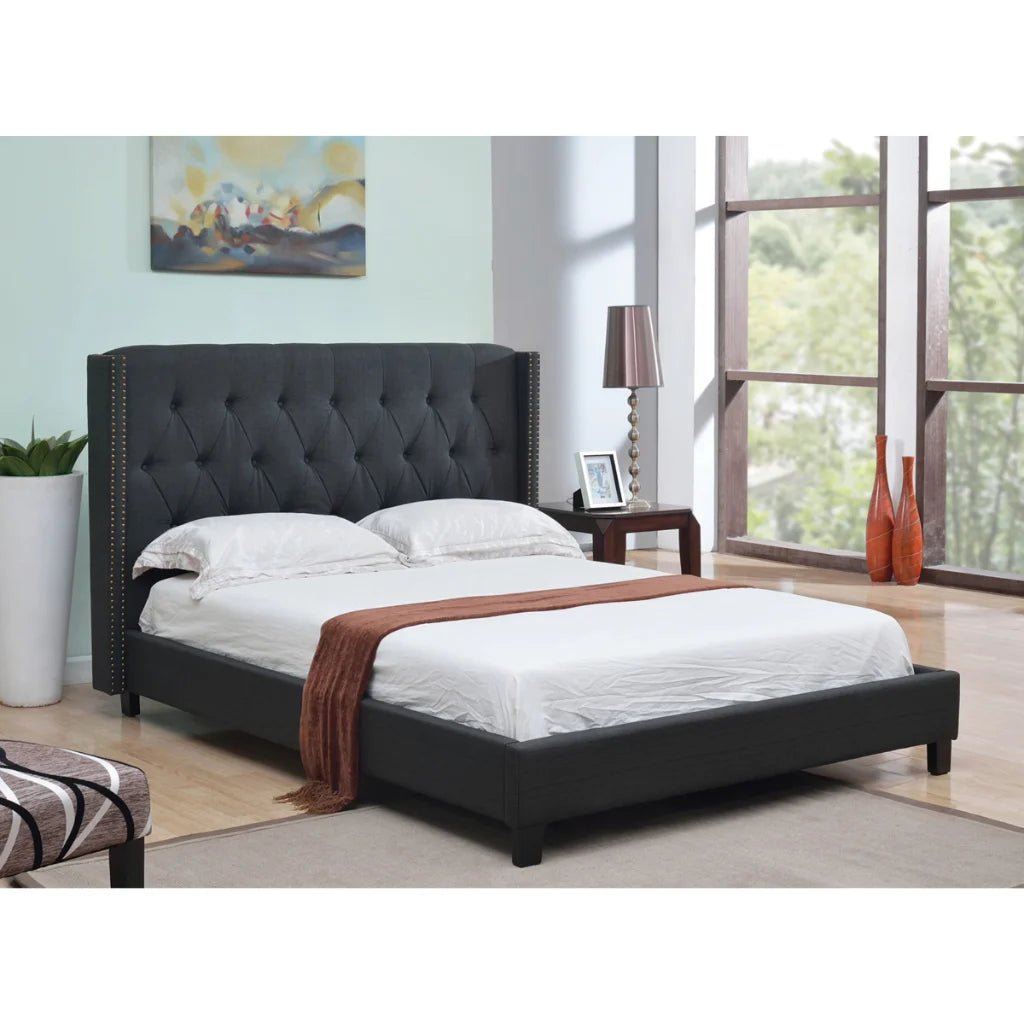  Grey Linen Queen Bed 