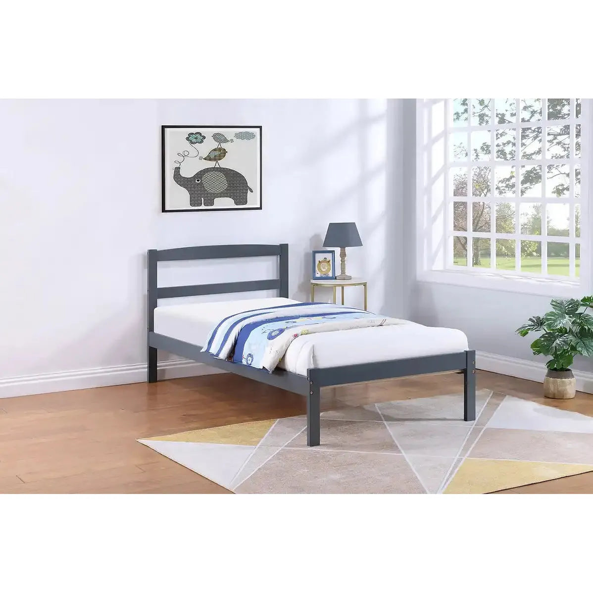 Grey Mission Style Single Bed with Storage