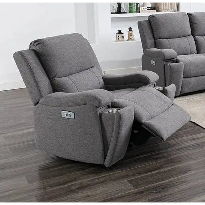 Grey Power Recliner Chair with USB Charging Ports