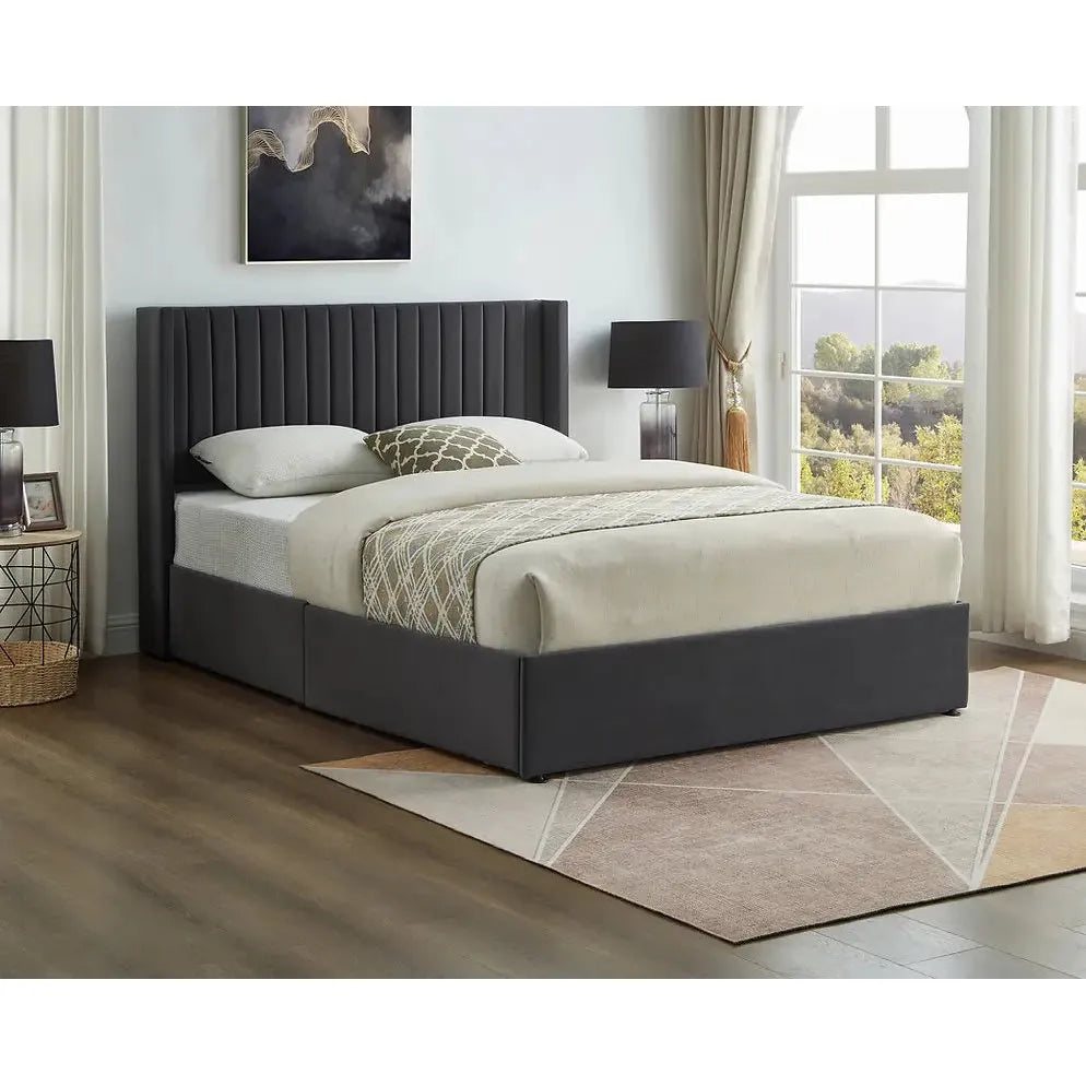 Grey Color Queen Platform Bed