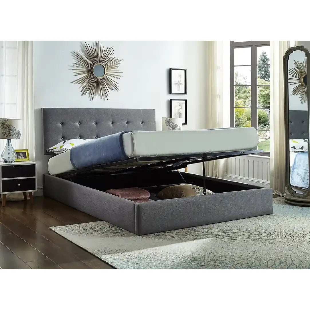 Grey Queen Storage Bed with Hydraulic Lift 