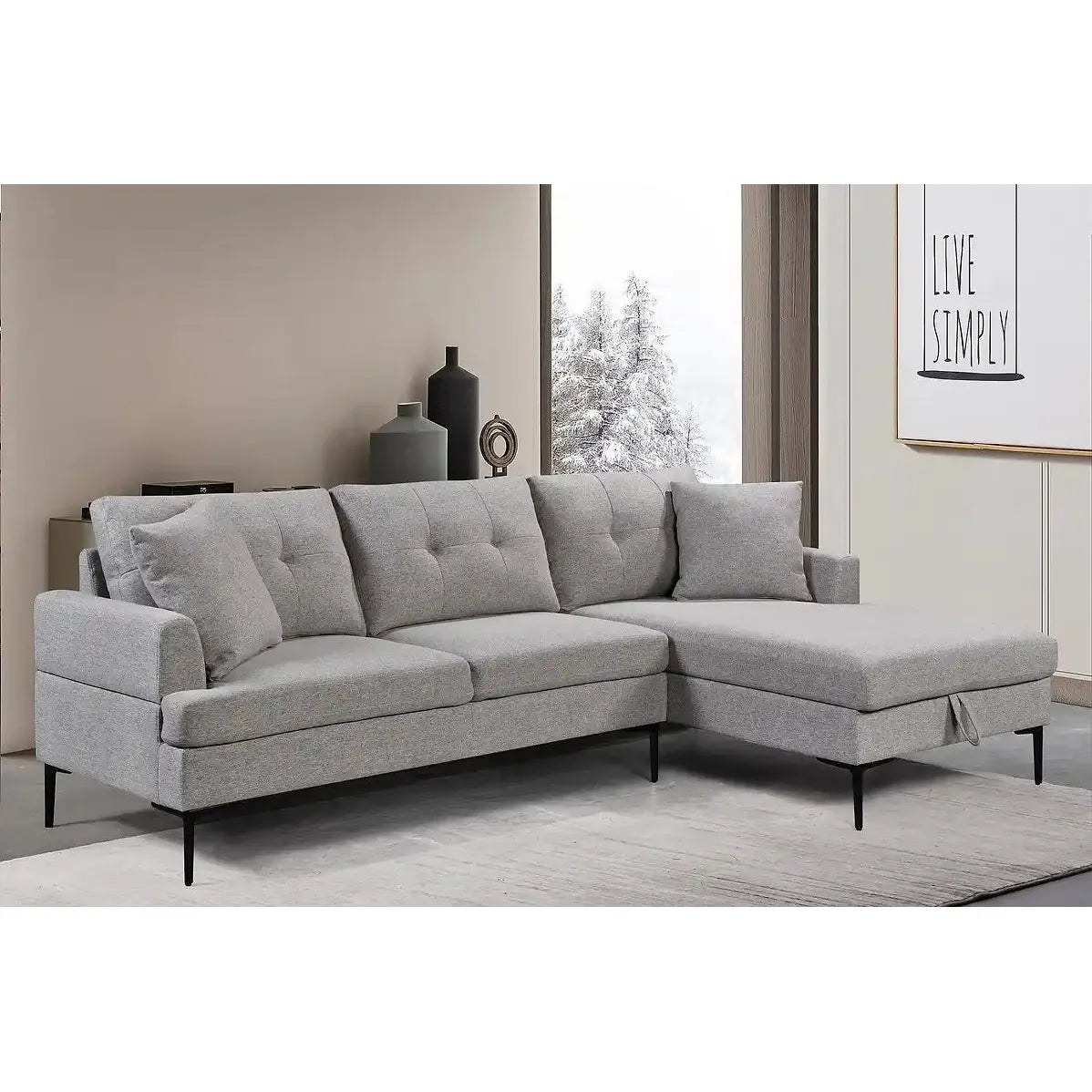 Gray sectional sofa for living room 